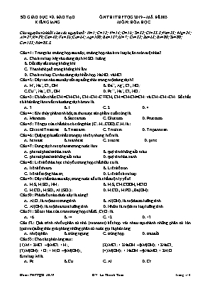 Đề ôn thi THPT Quốc gia môn Hóa học năm 2019 - Mã đề 003 - Sở giáo dục và đào tạo Kiên Giang (Có đáp án)