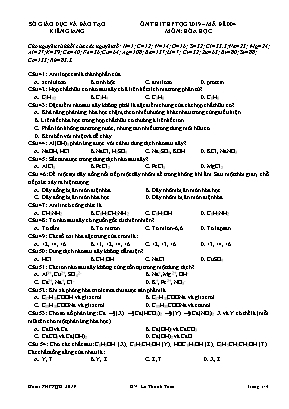 Đề ôn thi THPT Quốc gia môn Hóa học năm 2019 - Mã đề 004 - Sở giáo dục và đào tạo Kiên Giang (Có đáp án)