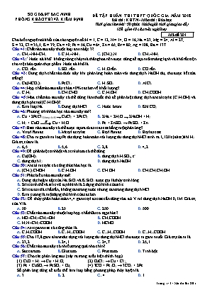 Đề tập huấn thi THPT Quốc gia môn Hóa học năm 2018 - Mã đề 201 - Sở giáo dục và đào tạo Bắc Ninh