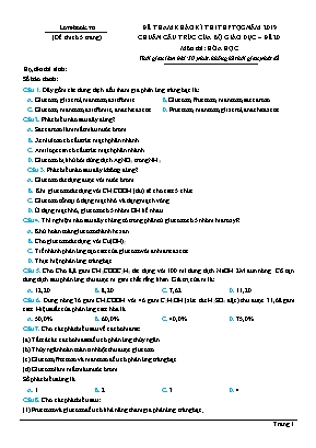 Đề tham khảo kì thi THPT Quốc gia môn Hóa học năm 2019 - Đề 20 (Có đáp án)