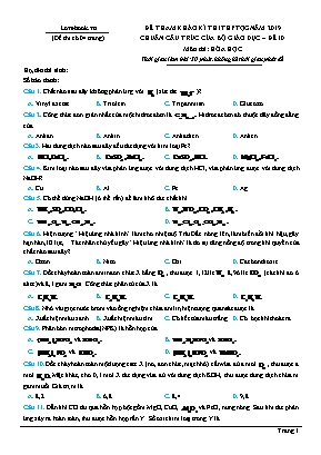 Đề tham khảo kỳ thi THPT Quốc gia môn Hóa học năm 2019 - Đề 10 (Có đáp án)