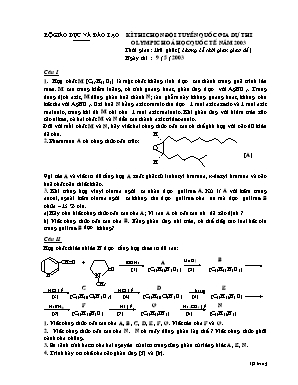Đề thi chọn đội tuyển Quốc gia dự thi olympic Hóa học Quốc tế năm 2003 (Hữu cơ) - Bộ giáo dục và đào tạo