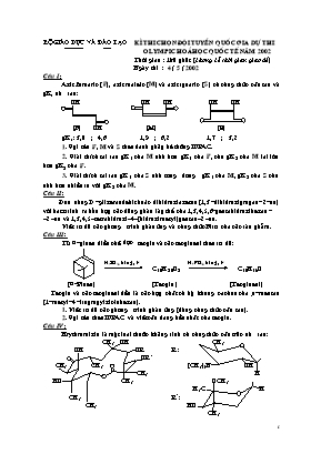 Đề thi chọn đội tuyển Quốc gia dự thi olympic Hóa học Quốc tế năm 2002 - Bộ giáo dục và đào tạo