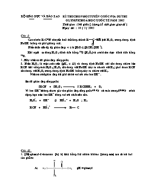 Đề thi chọn đội tuyển Quốc gia dự thi olympic Hóa học Quốc tế năm 2005 (Hữu cơ) - Bộ giáo dục và đào tạo