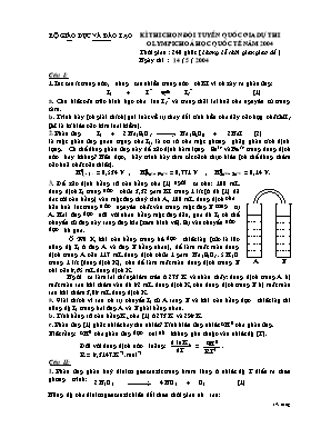 Đề thi chọn đổi tuyển Quốc gia dự thi olympic Hóa học Quốc tế năm 2004 (Vô cơ) - Bộ giáo dục và đào tạo