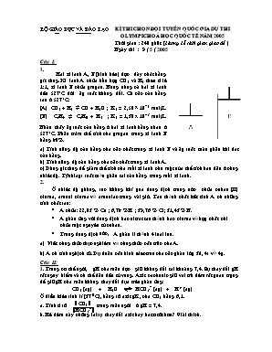 Đề thi chọn đội tuyển Quốc gia dự thi olympic Hóa học Quốc tế năm 2005 (Vô cơ) - Bộ giáo dục và đào tạo