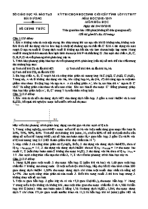 Đề thi chọn học sinh giỏi cấp tỉnh môn Hóa học Lớp 12 THPT - Năm học 2018-2019 - Sở giáo dục và đào tạo Hải Dương