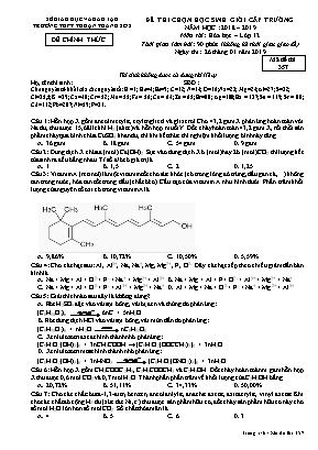 Đề thi chọn học sinh giỏi cấp trường môn Hóa học Lớp 12 - Mã đề 357 - Năm học 2018-2019 - Trường THPT Thuận Thành 2