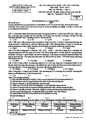 Đề thi chọn học sinh giỏi cấp trường môn Hóa học Lớp 12 - Mã đề 132 - Năm học 2018-2019 - Trường THPT Thuận Thành 2