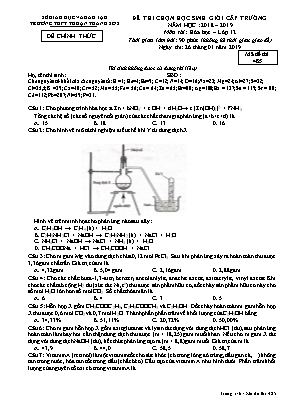 Đề thi chọn học sinh giỏi cấp trường môn Hóa học Lớp 12 - Mã đề 485 - Năm học 2018-2019 - Trường THPT Thuận Thành 2