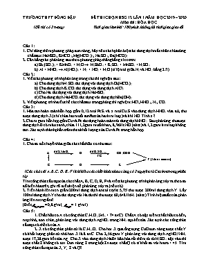 Đề thi chọn học sinh giỏi lần 1 môn Hóa học Lớp 12 - Năm học 2019-2020 - Trường THPT Đồng Đậu (Có đáp án)