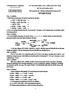 Đề thi chọn học sinh giỏi môn Hóa học Lớp 12 - Năm học 2019-2020 - Trường THPT Liễn Sơn (Có đáp án)