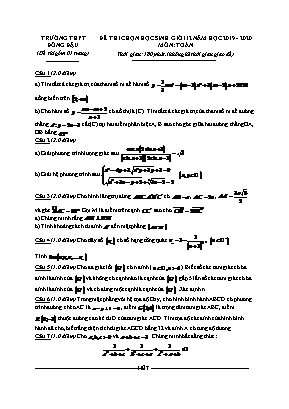 Đề thi chọn học sinh giỏi môn Toán Lớp 12 - Năm học 2019-2020 - Trường THPT Đồng Đậu