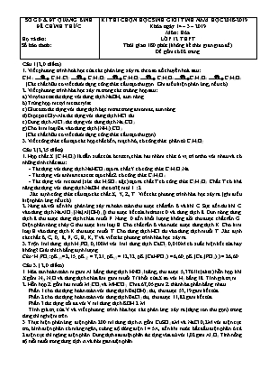 Đề thi chọn học sinh giỏi tỉnh môn Hóa học Lớp 12 THPT - Năm học 2018-2019 - Sở giáo dục và đào tạo Quảng Bình