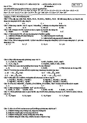 Đề thi học kỳ I môn Hóa học Lớp 11 (Cơ bản) - Mã đề 1212