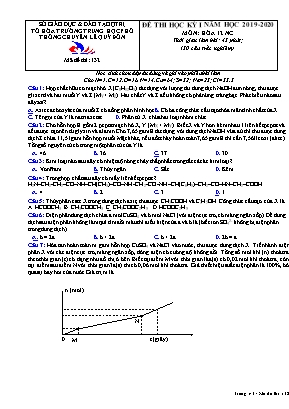 Đề thi học kỳ I môn Hóa học Lớp 12 (Nâng cao) - Mã đề 132 - Năm học 2019-2020 - Trường THPT Lê Quý Đôn