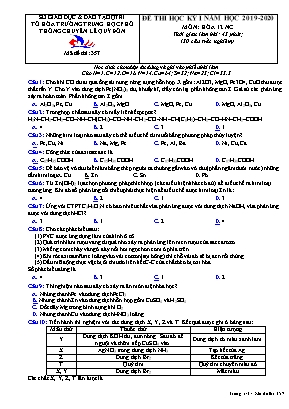 Đề thi học kỳ I môn Hóa học Lớp 12 (Nâng cao) - Mã đề 357 - Năm học 2019-2020 - Trường THPT Lê Quý Đôn