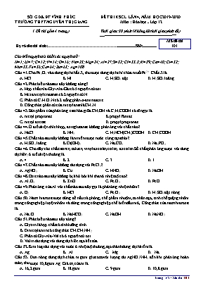 Đề thi khảo sát chất lượng lần 4 môn Hóa học Lớp 12 - Mã đề 101 - Năm học 2019-2020 - Trường THPT Nguyễn Thị Giang (Có đáp án)