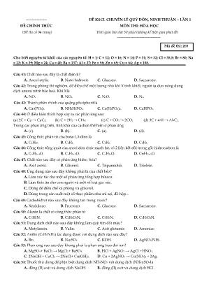 Đề thi khảo sát chất lượng môn Hóa học Lớp 12 lần 1 - Mã đề 203 - Trường THPT chuyên Lê Quý Đôn