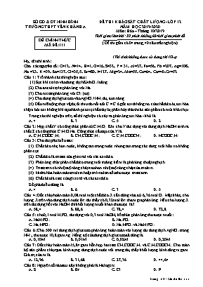 Đề thi khảo sát chất lượng môn Hóa học Lớp 12 - Mã đề 111 - Năm học 2019-2020 - Trường THPT Yên Khánh A