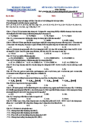 Đề thi khảo sát chất lượng THPT Quốc gia môn Hóa học năm 2019 lần IV - Mã đề 105 - Trường THPT Nguyễn Thị Giang