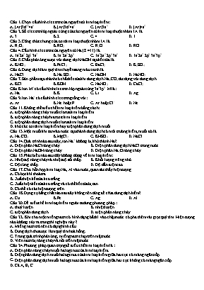 Đề thi lý thuyết học kỳ II môn Hóa học Lớp 12