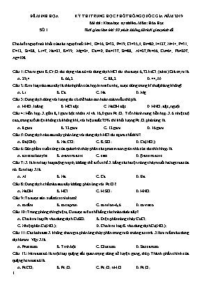 Đề thi minh họa THPT Quốc gia môn Hóa học năm 2019 - Đề số 1