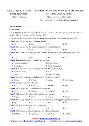 Đề thi tham khảo THPT Quốc gia môn Hóa học năm 2020 - Bộ giáo dục và đào tạo