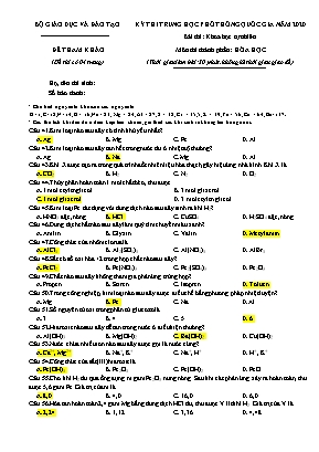 Đề thi tham khảo THPT Quốc gia môn Hóa học năm 2020 - Bộ giáo dục và đào tạo (Kèm đáp án)