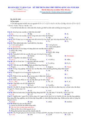 Đề thi tham khảo THPT Quốc gia môn Hóa học năm 2020 - Phan Dân (Kèm đáp án)
