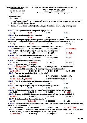 Đề thi tham khảo Tốt nghiệp THPT môn Hóa học năm 2020 - Bộ giáo dục và đào tạo (Kèm đáp án)