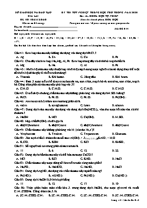 Đề thi tham khảo Tốt nghiệp THPT môn Hóa học năm 2020 - Mã đề 014 - Sở giáo dục và đào tạo Gia Lai