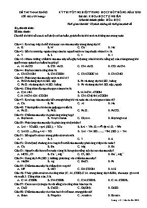 Đề thi tham khảo Tốt nghiệp THPT môn Hóa học năm 2020