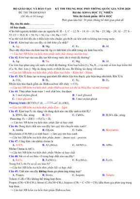 Đề thi tham khảo Trung học Phổ thông Quốc gia môn Hóa học năm 2020 - Bộ giáo dục và đào tạo (Kèm đáp án)