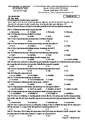 Đề thi THPT Quốc gia môn Hóa học năm 2019 - Mã đề 201 - Bộ giáo dục và đào tạo (Có đáp án)