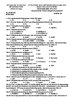 Đề thi THPT Quốc gia môn Hóa học năm 2019 - Mã đề 203 - Bộ giáo dục và đào tạo