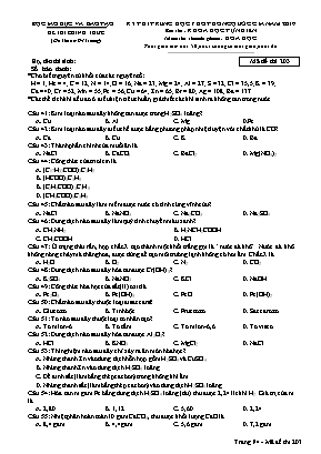 Đề thi THPT Quốc gia môn Hóa học năm 2019 - Mã đề 203 - Bộ giáo dục và đào tạo (Có đáp án)