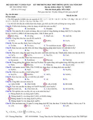 Đề thi THPT Quốc gia môn Hóa học năm 2019 - Mã đề 204 - Bộ giáo dục và đào tạo (Kèm đáp án)