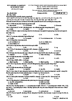 Đề thi THPT Quốc gia môn Hóa học năm 2019 - Mã đề 218 - Bộ giáo dục và đào tạo (Có đáp án)