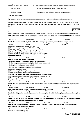 Đề thi THPT Quốc gia môn Hóa học năm 2019 - Mã đề 228 - Trường THPT An Nghĩa