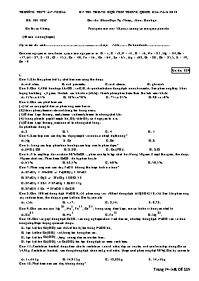 Đề thi THPT Quốc gia môn Hóa học năm 2019 - Mã đề 229 - Trường THPT An Nghĩa