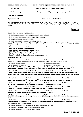 Đề thi THPT Quốc gia môn Hóa học năm 2019 - Mã đề 280 - Trường THPT An Nghĩa