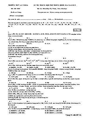 Đề thi THPT Quốc gia môn Hóa học năm 2019 - Mã đề 312 - Trường THPT An Nghĩa