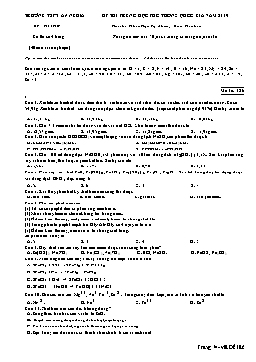 Đề thi THPT Quốc gia môn Hóa học năm 2019 - Mã đề 386 - Trường THPT An Nghĩa