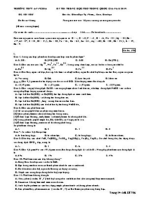 Đề thi THPT Quốc gia môn Hóa học năm 2019 - Mã đề 396 - Trường THPT An Nghĩa