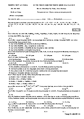 Đề thi THPT Quốc gia môn Hóa học năm 2019 - Mã đề 415 - Trường THPT An Nghĩa