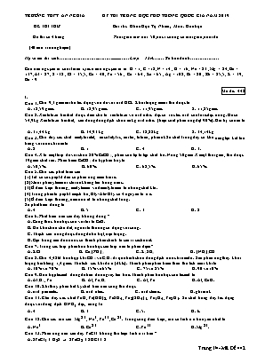Đề thi THPT Quốc gia môn Hóa học năm 2019 - Mã đề 442 - Trường THPT An Nghĩa