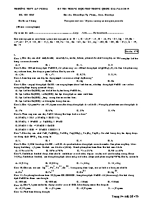 Đề thi THPT Quốc gia môn Hóa học năm 2019 - Mã đề 479 - Trường THPT An Nghĩa