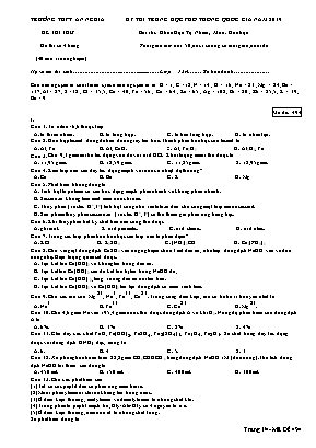 Đề thi THPT Quốc gia môn Hóa học năm 2019 - Mã đề 494 - Trường THPT An Nghĩa