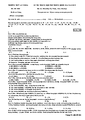 Đề thi THPT Quốc gia môn Hóa học năm 2019 - Mã đề 505 - Trường THPT An Nghĩa
